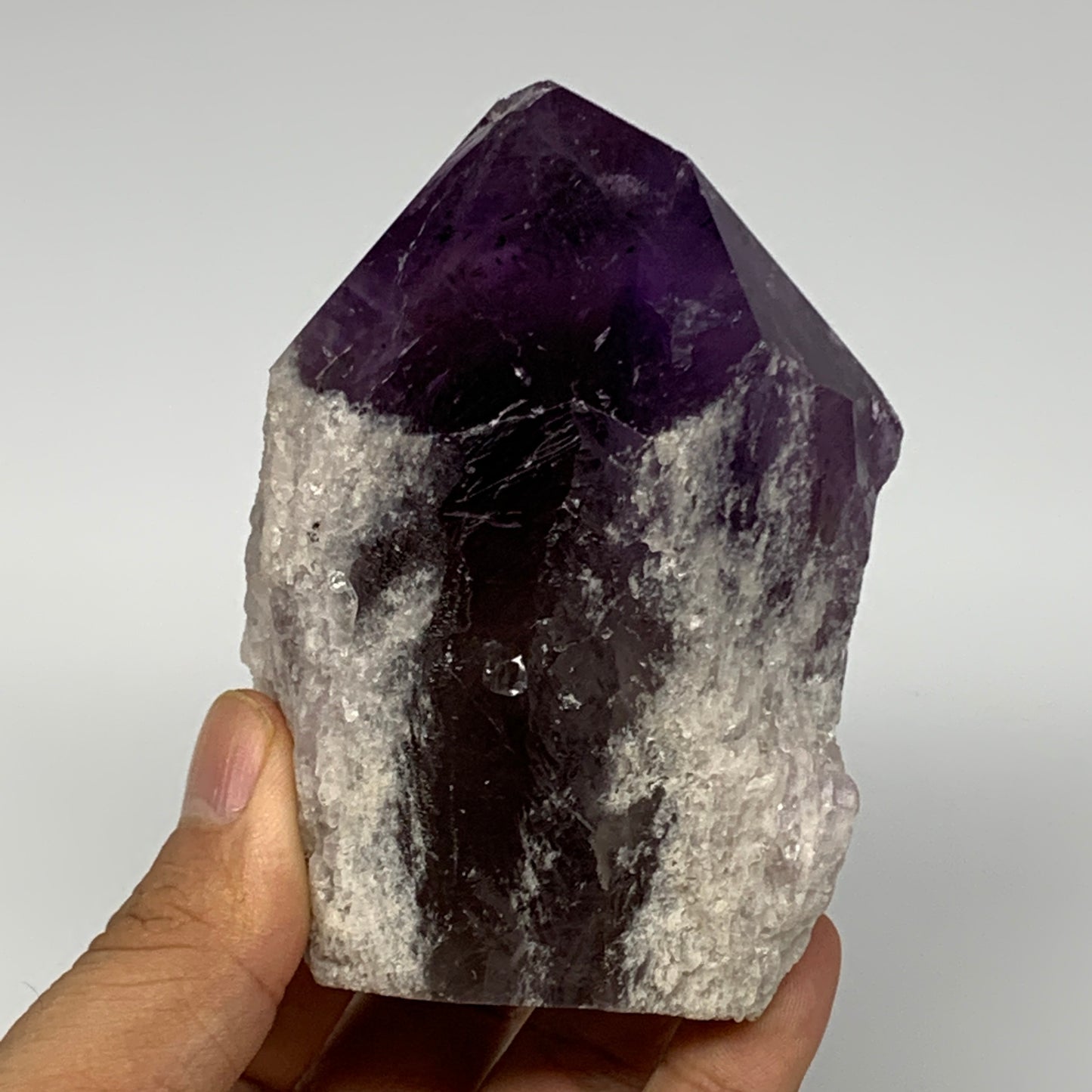 373.9g,3.7"x2.6"x2.1", Amethyst Point Polished Rough lower part Stands, B19072