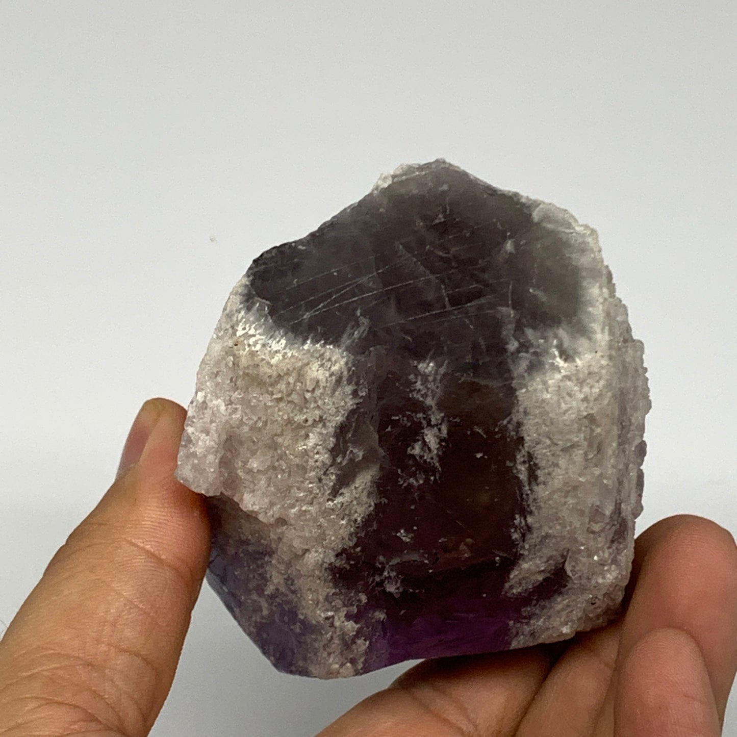 373.9g,3.7"x2.6"x2.1", Amethyst Point Polished Rough lower part Stands, B19072