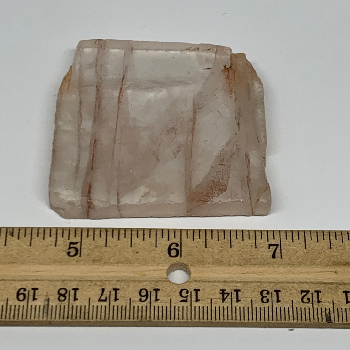 59.6g, 2.2"x2.3"x0.3", One face polished Fire Quartz, One face semi polished, B1