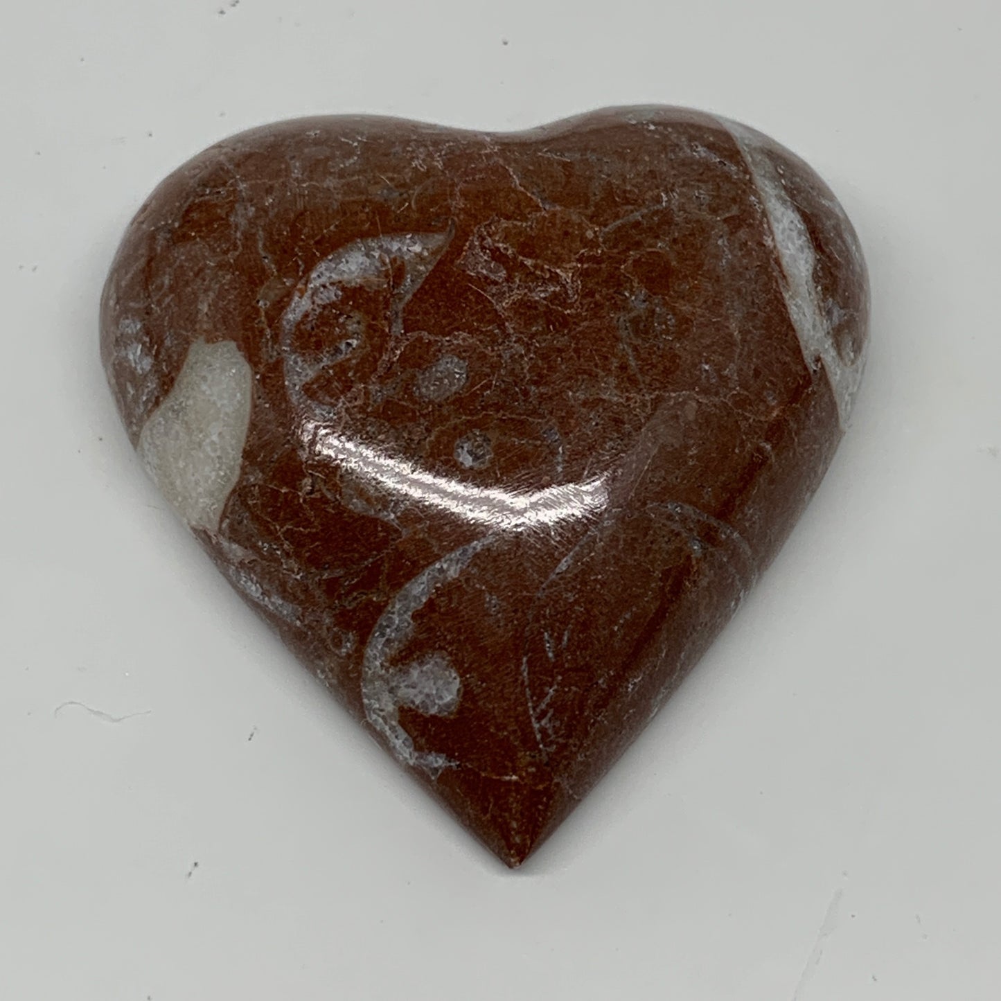 53.7g, 2" x 2"x 0.7", Natural Untreated Red Shell Fossils Half Heart @Morocco,F1