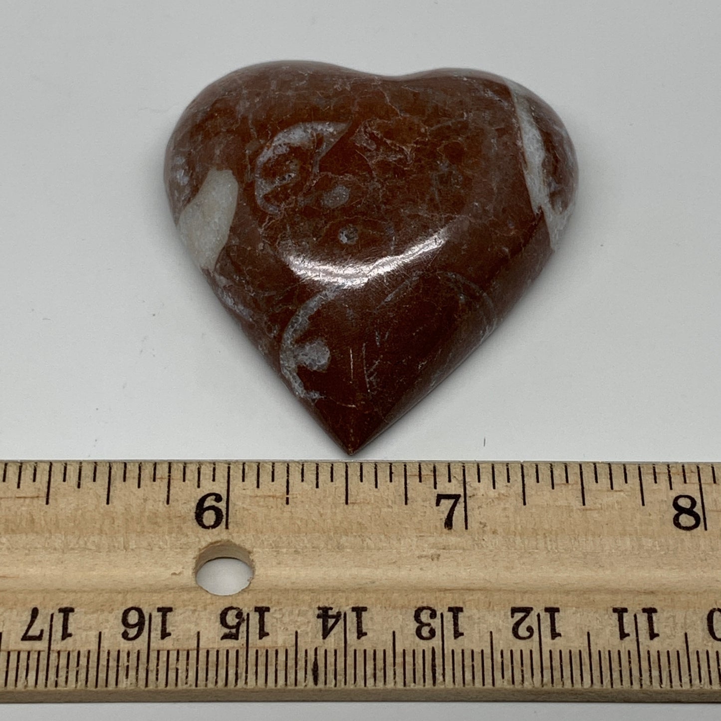 53.7g, 2" x 2"x 0.7", Natural Untreated Red Shell Fossils Half Heart @Morocco,F1