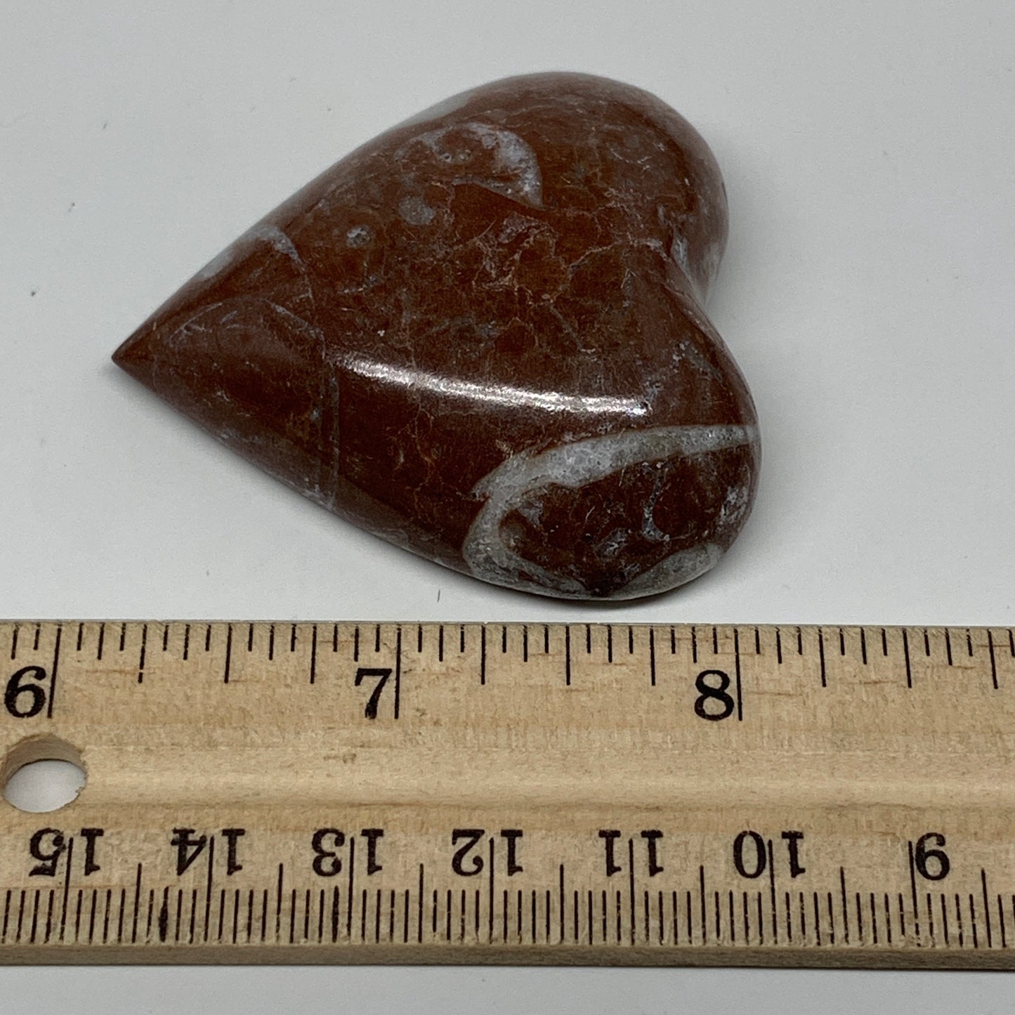 53.7g, 2" x 2"x 0.7", Natural Untreated Red Shell Fossils Half Heart @Morocco,F1