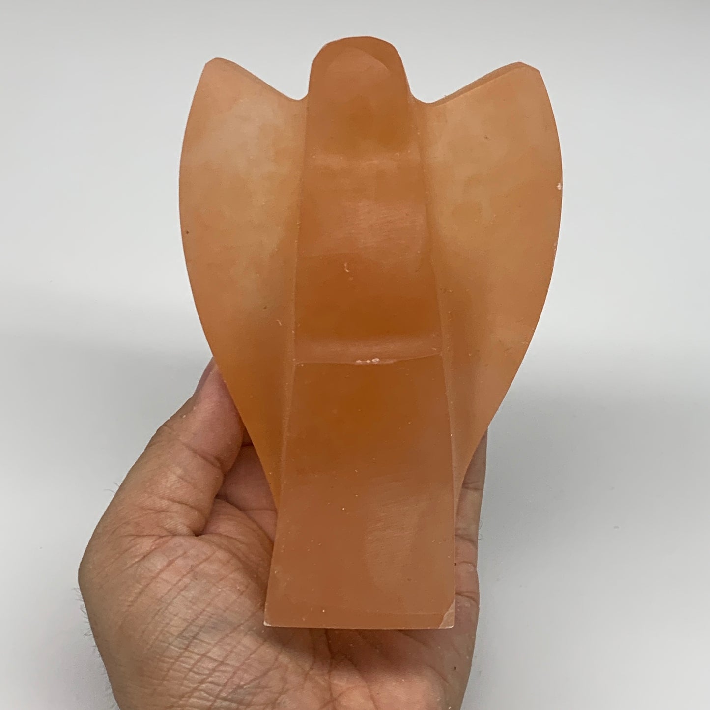 718g, 4.9"x3.3"x2.4"" Orange Selenite (Satin Spar) Angel Crystal @Morocco,B9372