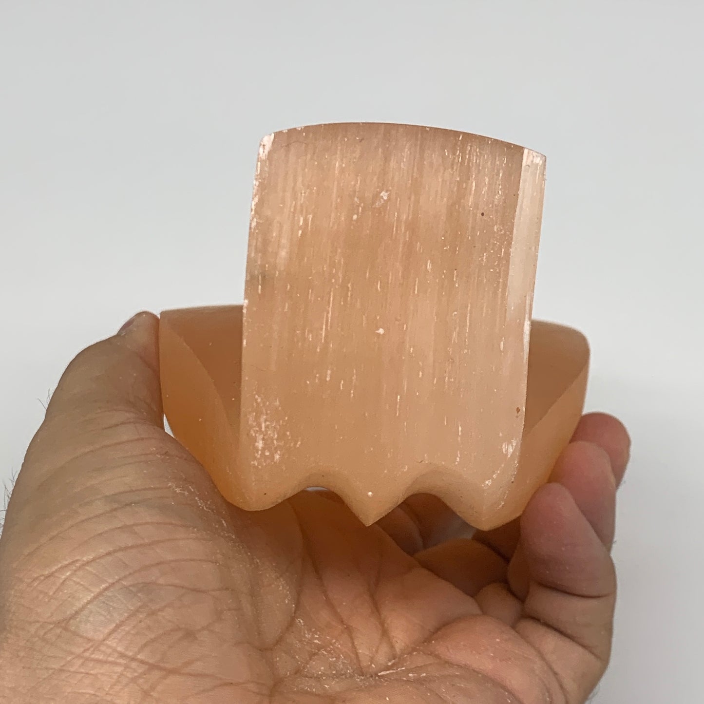 718g, 4.9"x3.3"x2.4"" Orange Selenite (Satin Spar) Angel Crystal @Morocco,B9372