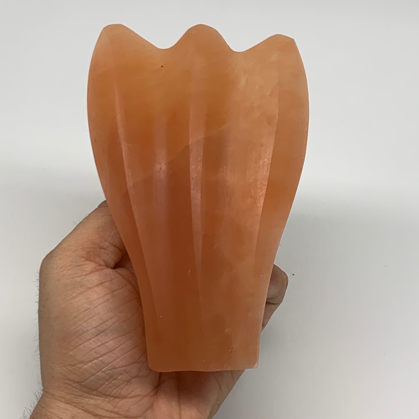 696g, 5.1"x3.3"x2.3"" Orange Selenite (Satin Spar) Angel Crystal @Morocco,B9373