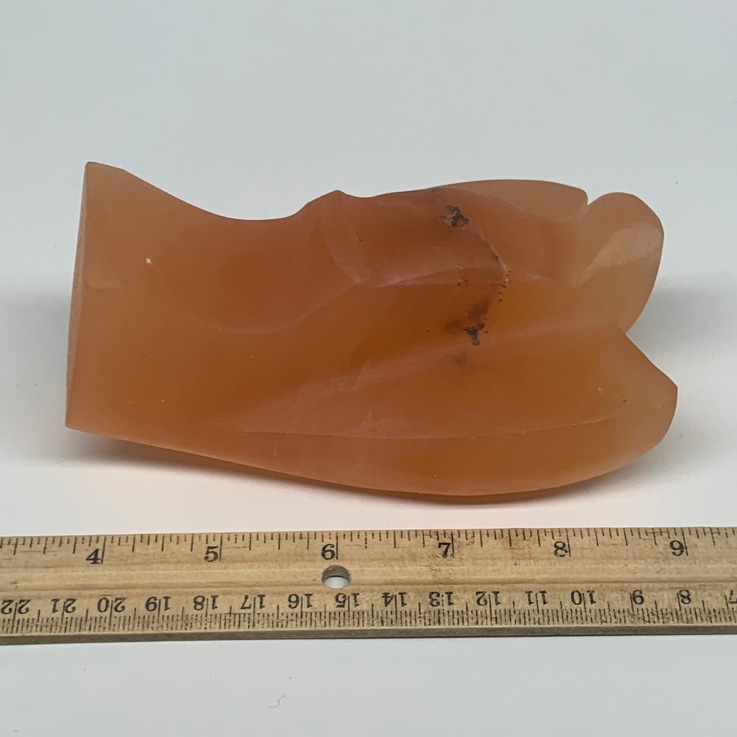 696g, 5.1"x3.3"x2.3"" Orange Selenite (Satin Spar) Angel Crystal @Morocco,B9373