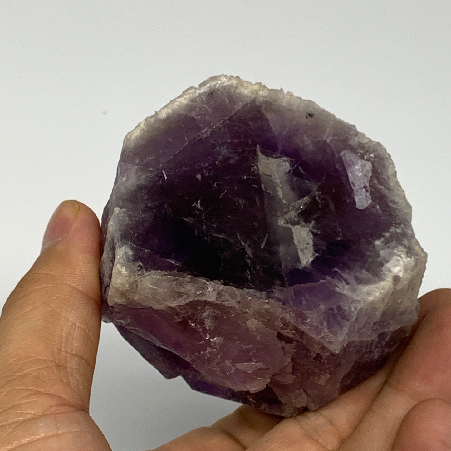 341.7g,2.9"x2.7"x2.1", Amethyst Point Polished Rough lower part Stands, B19080