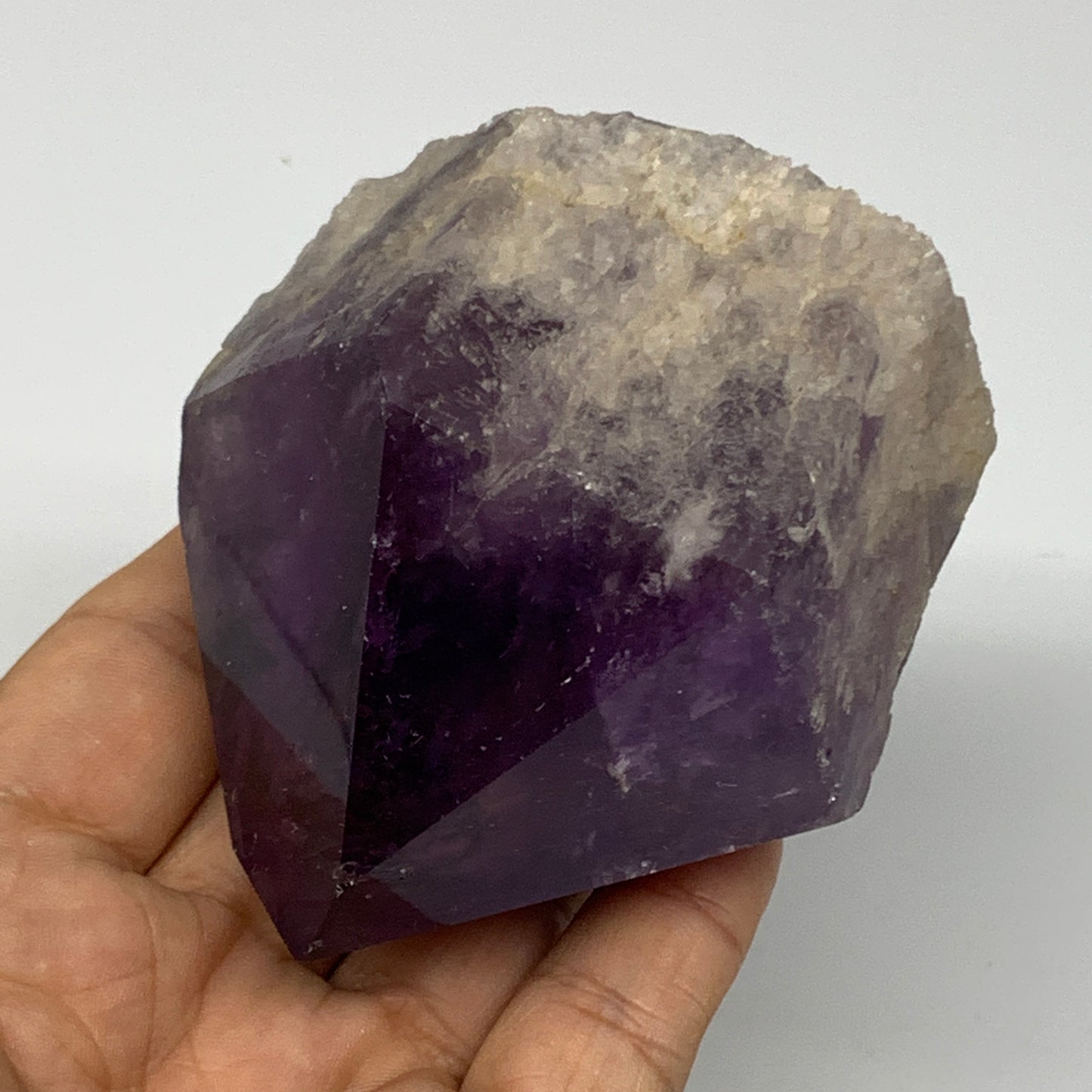 341.7g,2.9"x2.7"x2.1", Amethyst Point Polished Rough lower part Stands, B19080