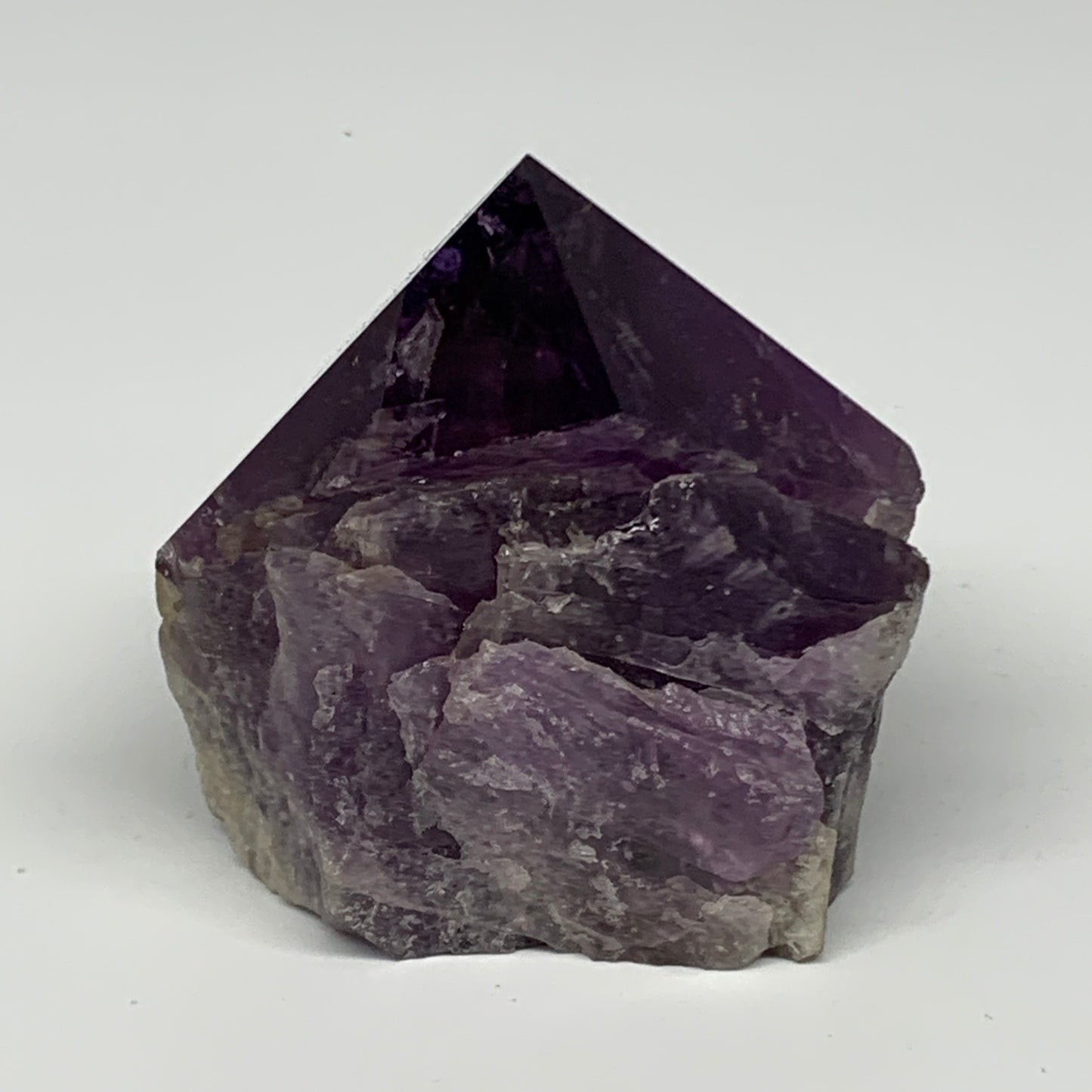 341.7g,2.9"x2.7"x2.1", Amethyst Point Polished Rough lower part Stands, B19080