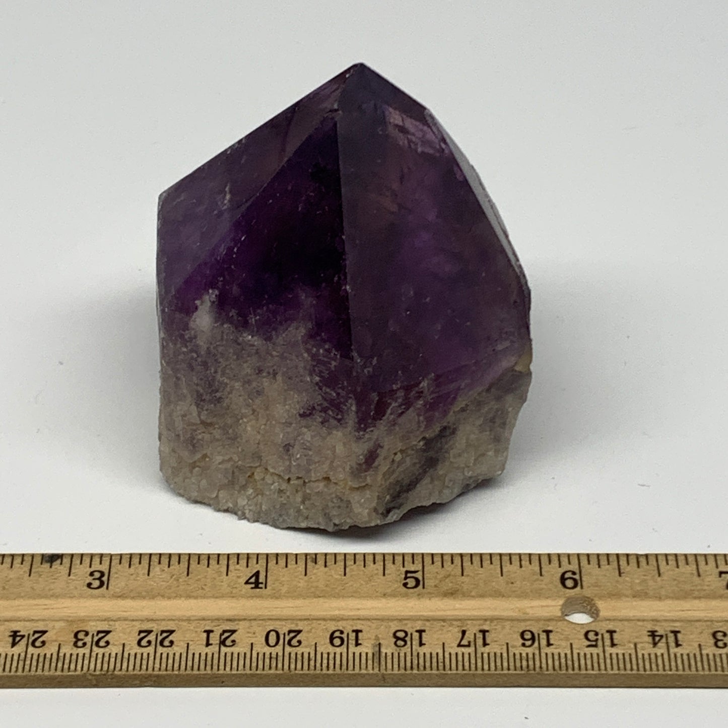 341.7g,2.9"x2.7"x2.1", Amethyst Point Polished Rough lower part Stands, B19080