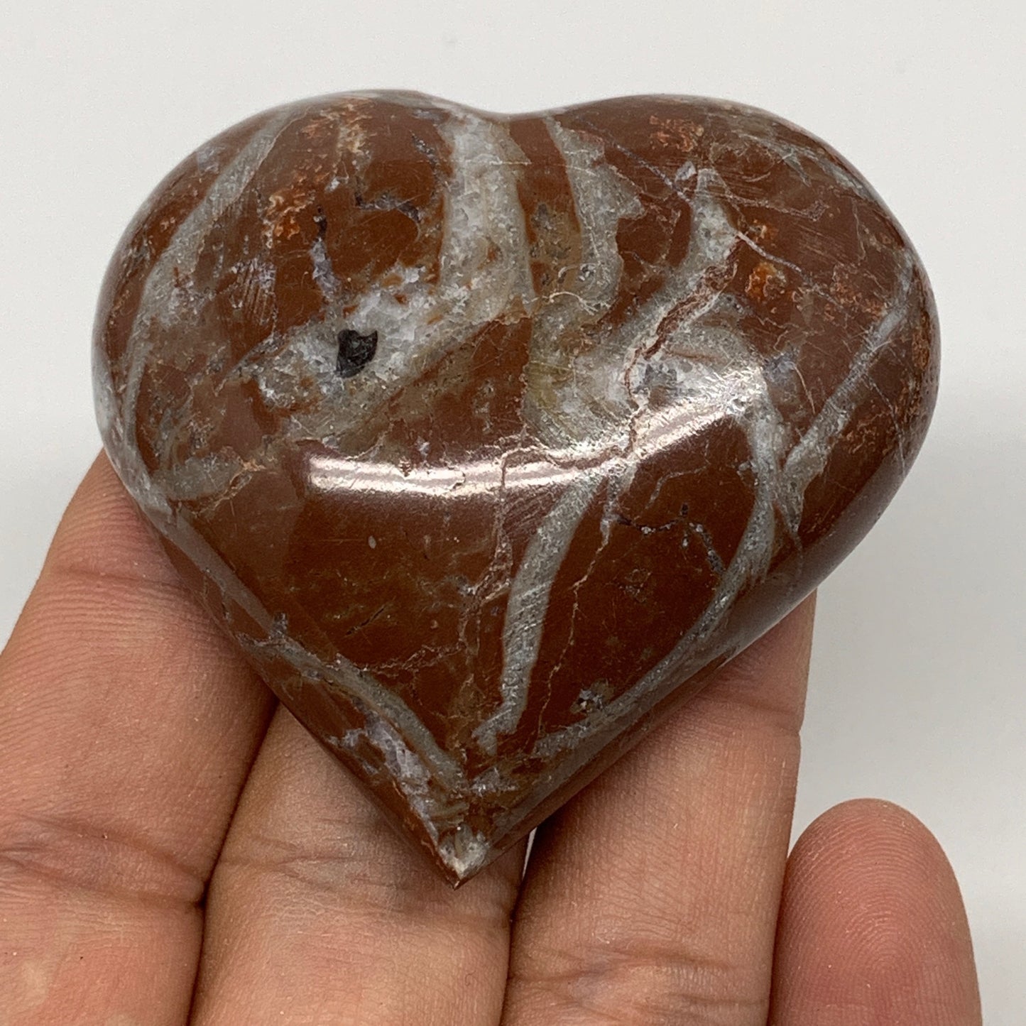 62.5g, 2.1" x 2.1"x 0.7", Natural Untreated Red Shell Fossils Half Heart @Morocc