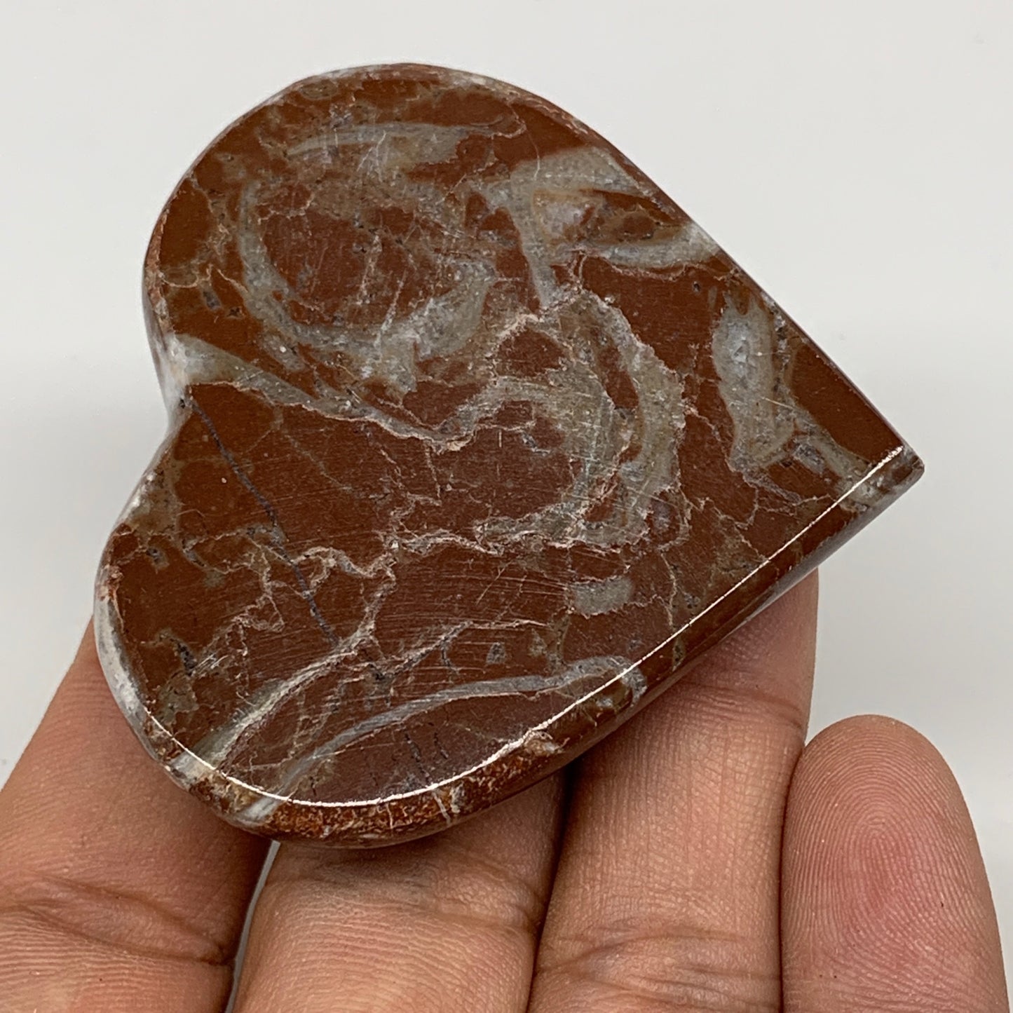 62.5g, 2.1" x 2.1"x 0.7", Natural Untreated Red Shell Fossils Half Heart @Morocc