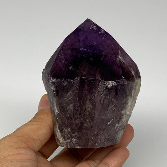 396.1g,3.5"x2.7"x2.1", Amethyst Point Polished Rough lower part Stands, B19083