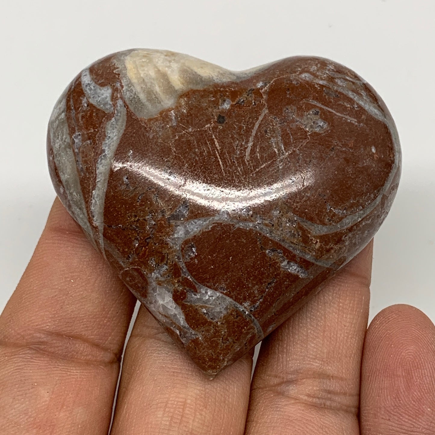 60.1g, 2" x 2.2"x 0.6", Natural Untreated Red Shell Fossils Half Heart @Morocco,