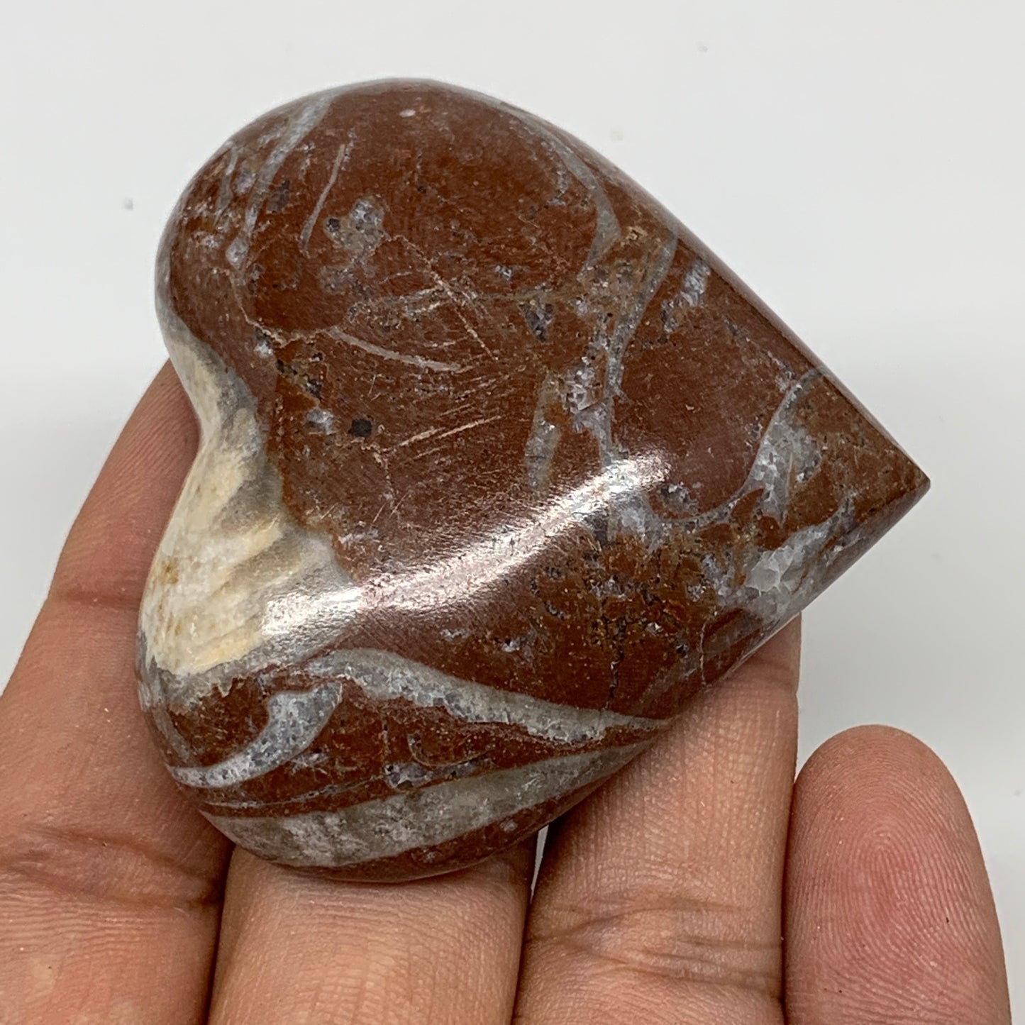 60.1g, 2" x 2.2"x 0.6", Natural Untreated Red Shell Fossils Half Heart @Morocco,