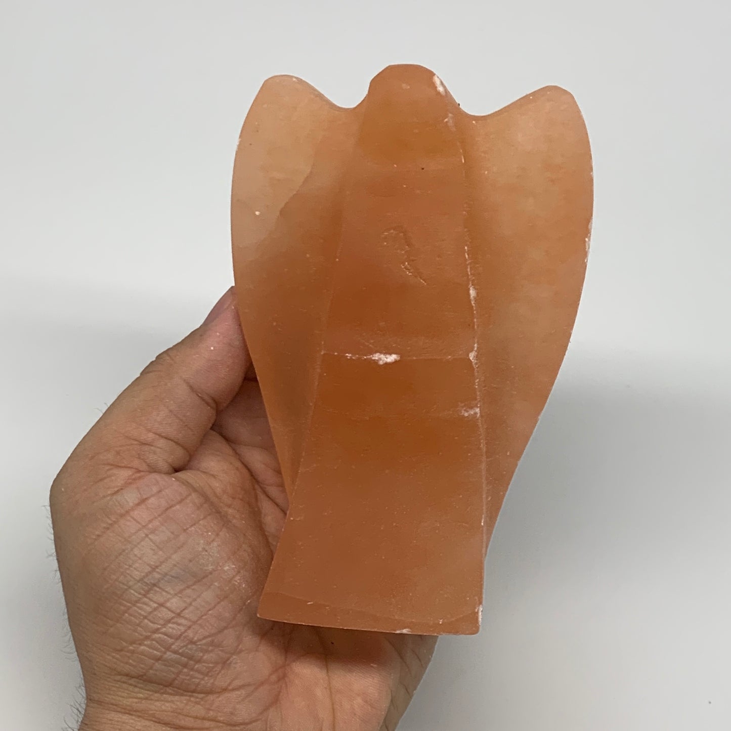 508g, 4.7"x3.1"x1.8"" Orange Selenite (Satin Spar) Angel Crystal @Morocco,B9379