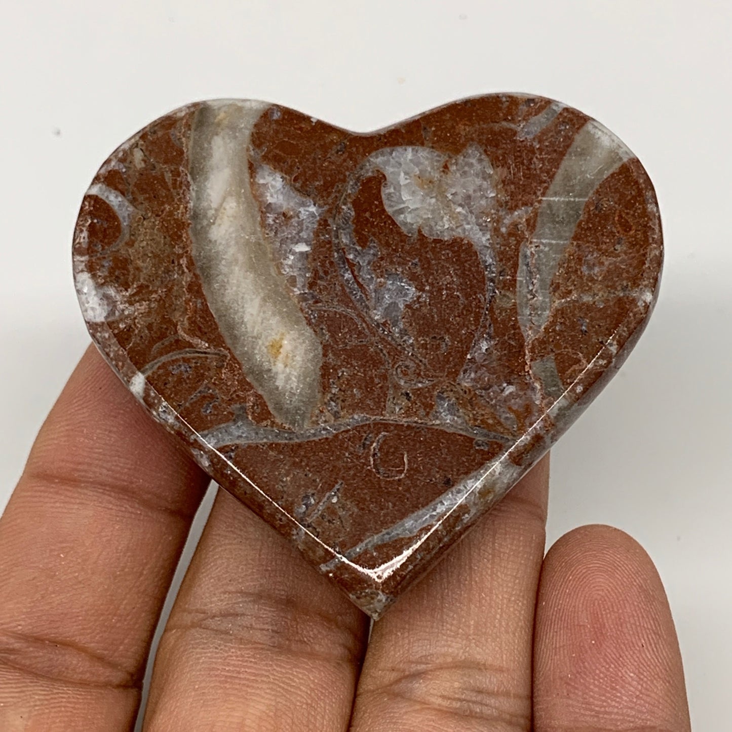 60.1g, 2" x 2.2"x 0.6", Natural Untreated Red Shell Fossils Half Heart @Morocco,