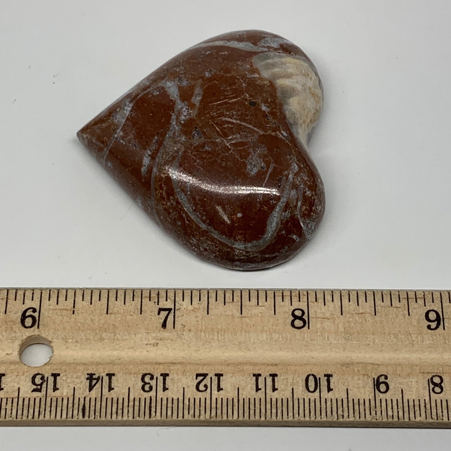 60.1g, 2" x 2.2"x 0.6", Natural Untreated Red Shell Fossils Half Heart @Morocco,