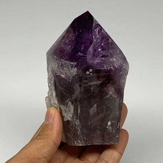 433.8g,4"x2.6"x2.1", Amethyst Point Polished Rough lower part Stands, B19085