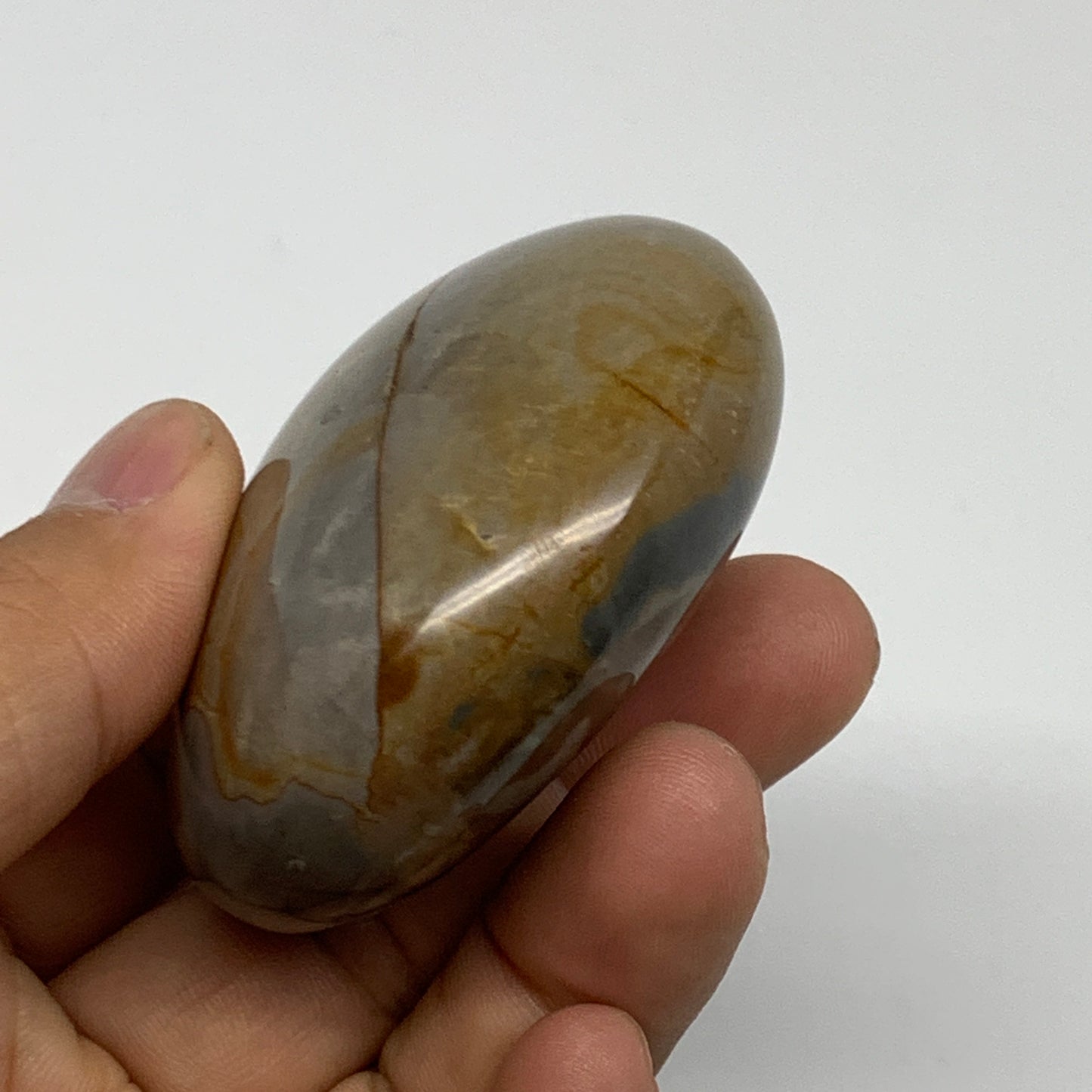 114.3g, 2.3"x2"x1.1" Polychrome Jasper Palm-Stone Reiki @Madagascar, B24493