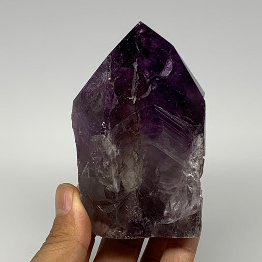 439g,3.7"x2.3"x2.3", Amethyst Point Polished Rough lower part Stands, B19086