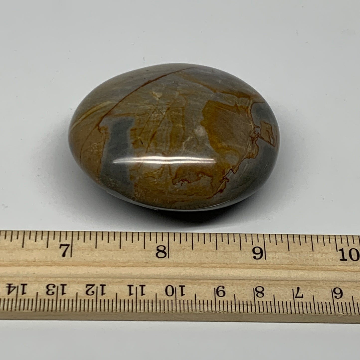 114.3g, 2.3"x2"x1.1" Polychrome Jasper Palm-Stone Reiki @Madagascar, B24493