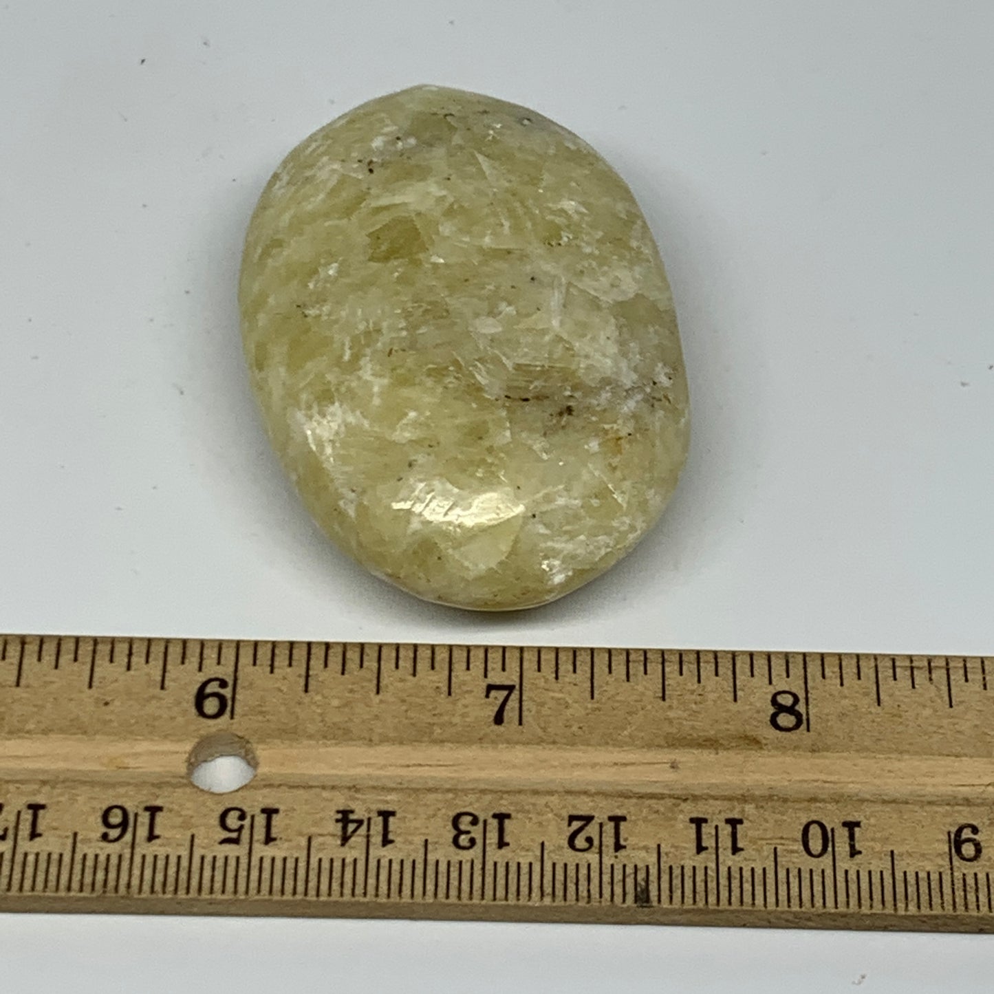 78.3g, 2.3"x1.6"x0.8", Natural Yellow Calcite Palm-Stone Crystal Polished Reiki,