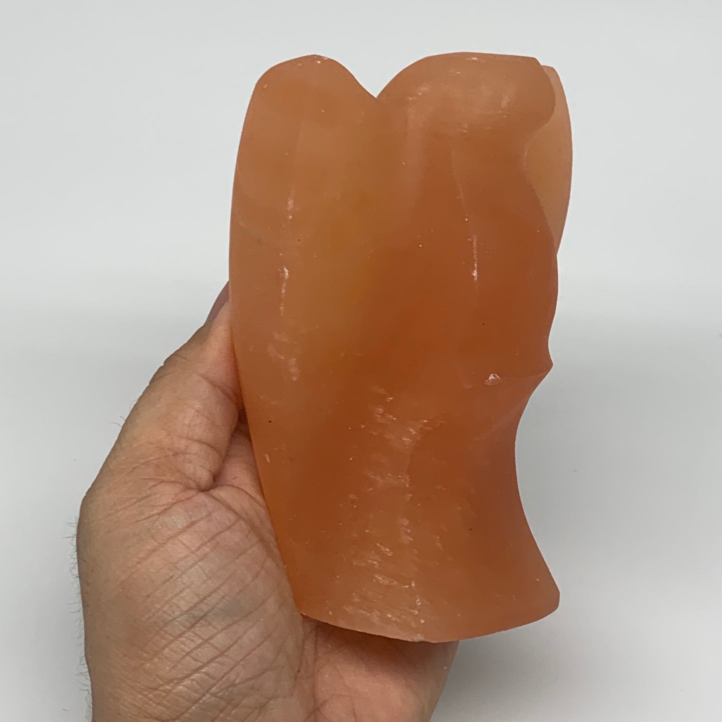 568g, 4.6"x3.4"x2"" Orange Selenite (Satin Spar) Angel Crystal @Morocco,B9389