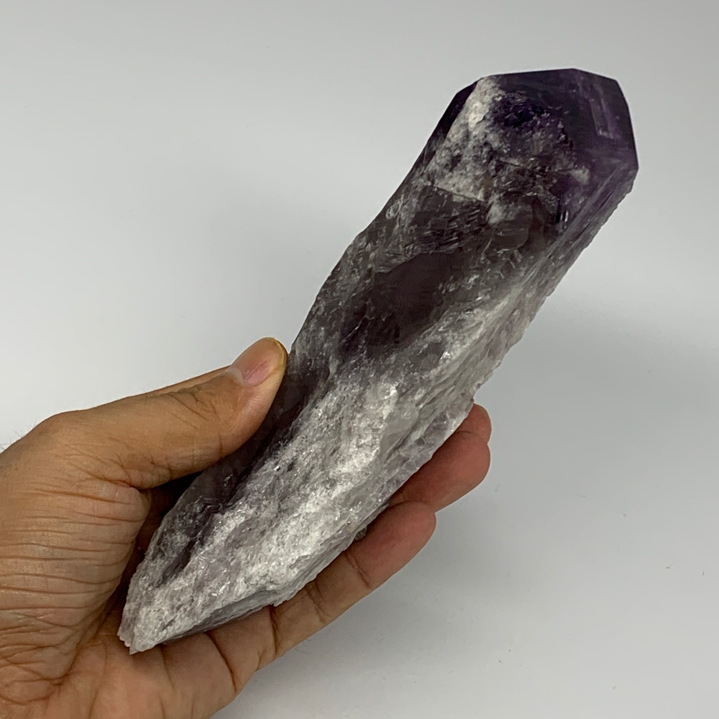 630g,7.4"x2.6"x1.9",Amethyst Point Polished Rough lower part from Brazil,B19093