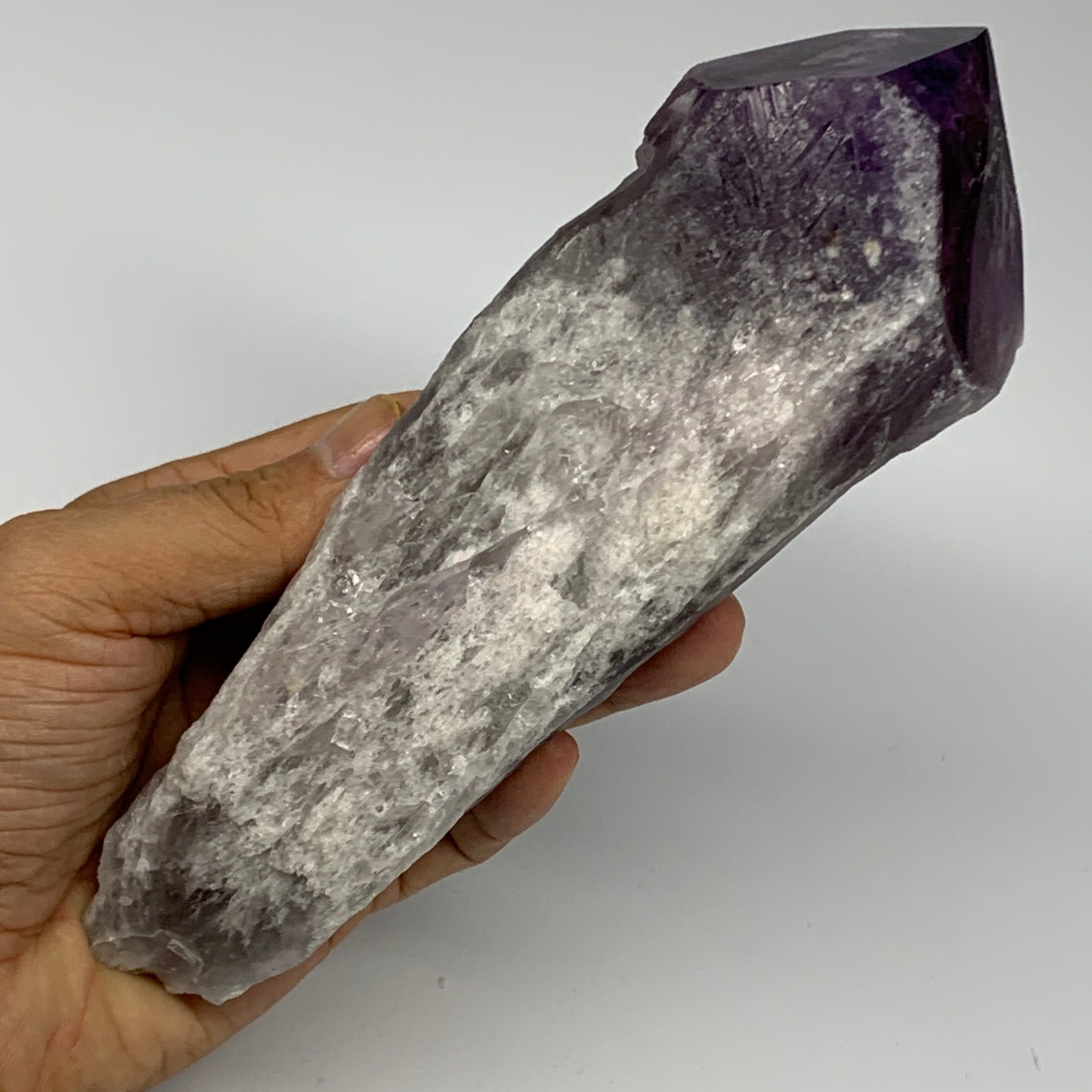 630g,7.4"x2.6"x1.9",Amethyst Point Polished Rough lower part from Brazil,B19093