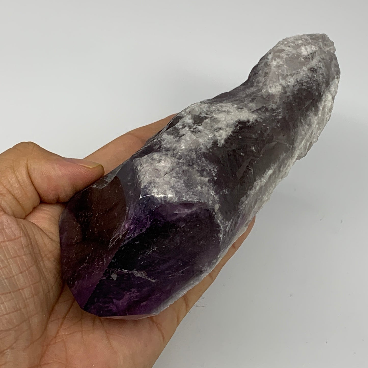 630g,7.4"x2.6"x1.9",Amethyst Point Polished Rough lower part from Brazil,B19093