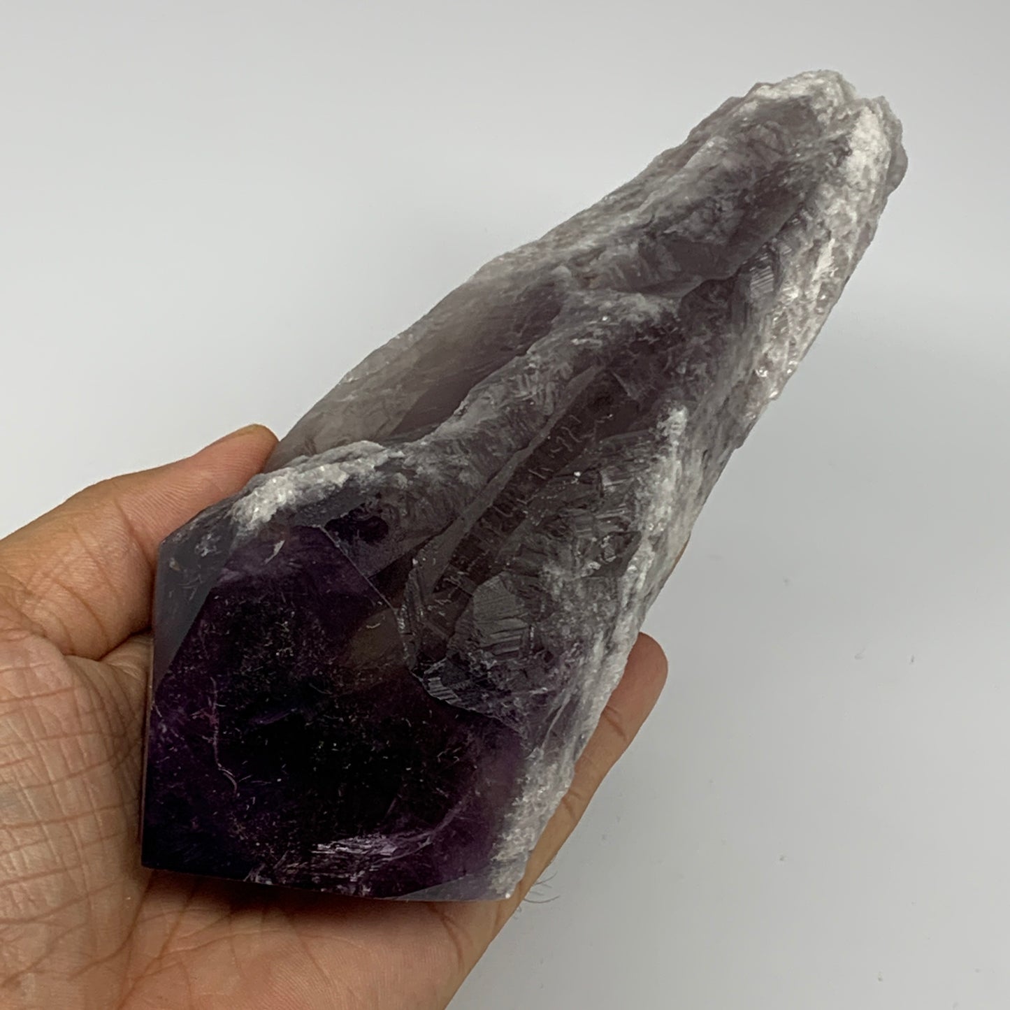 630g,7.4"x2.6"x1.9",Amethyst Point Polished Rough lower part from Brazil,B19093