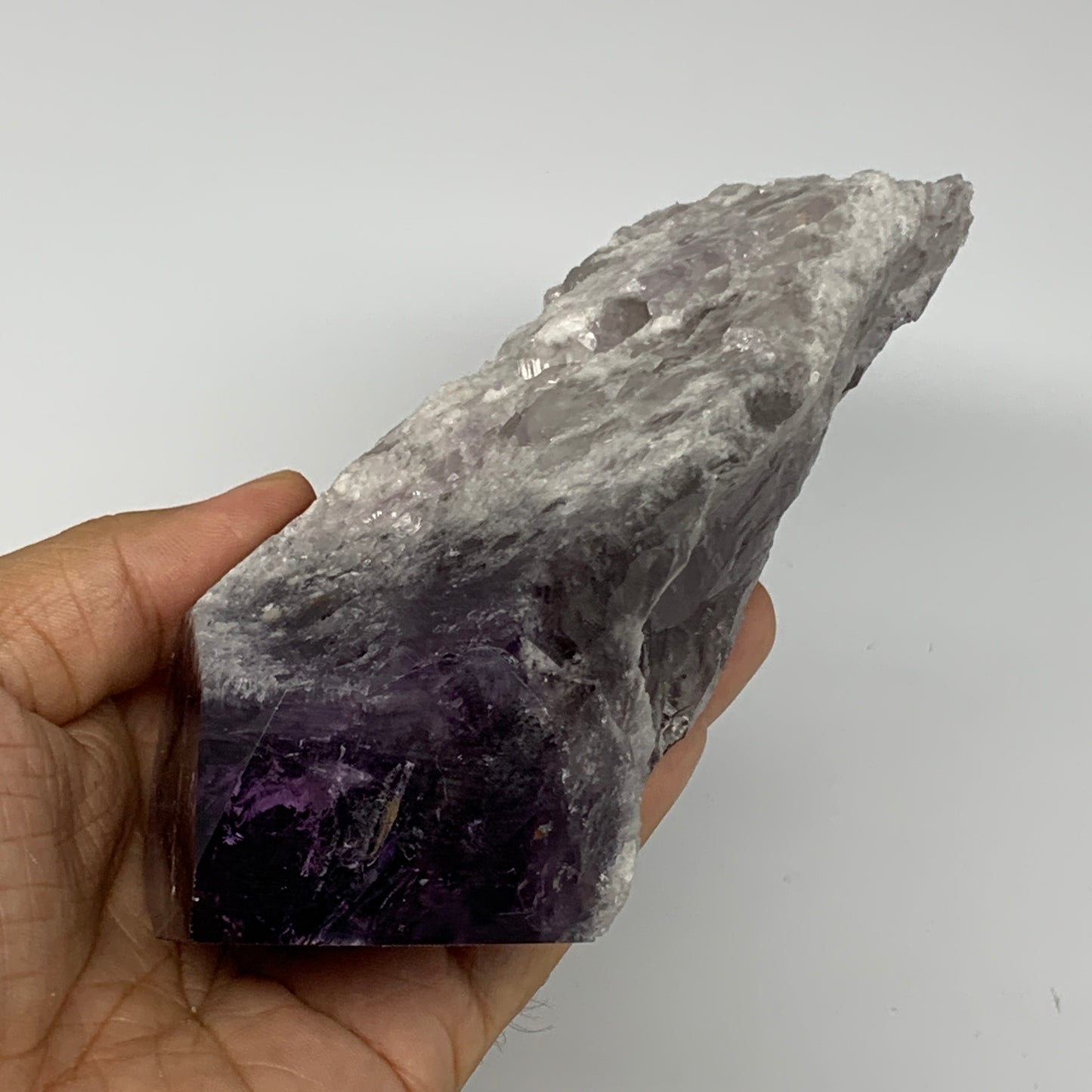 630g,7.4"x2.6"x1.9",Amethyst Point Polished Rough lower part from Brazil,B19093
