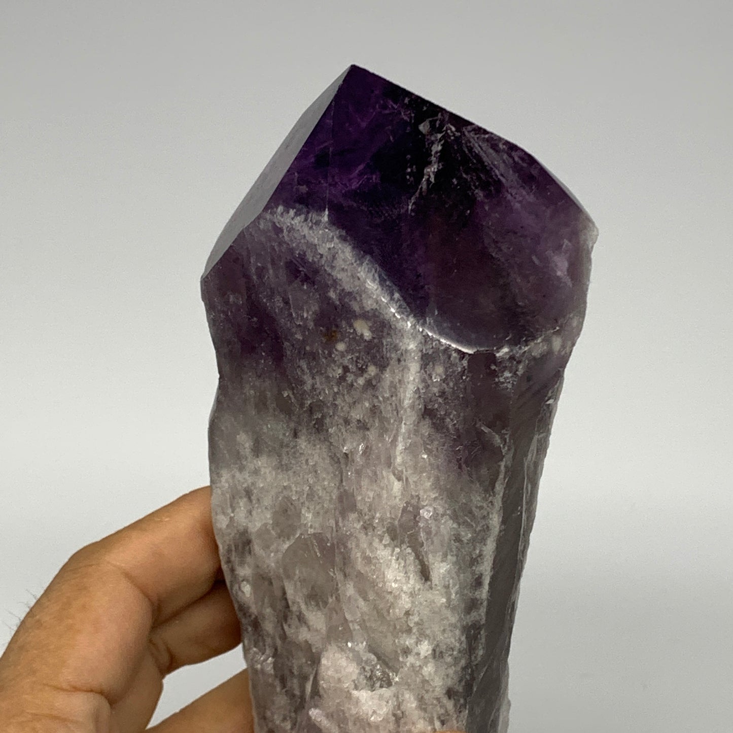 630g,7.4"x2.6"x1.9",Amethyst Point Polished Rough lower part from Brazil,B19093