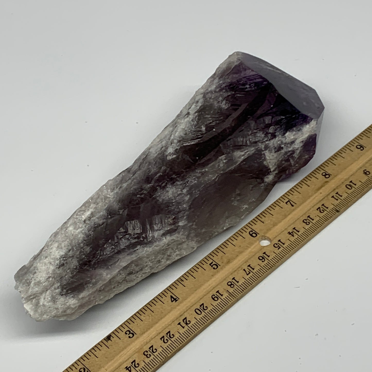 630g,7.4"x2.6"x1.9",Amethyst Point Polished Rough lower part from Brazil,B19093