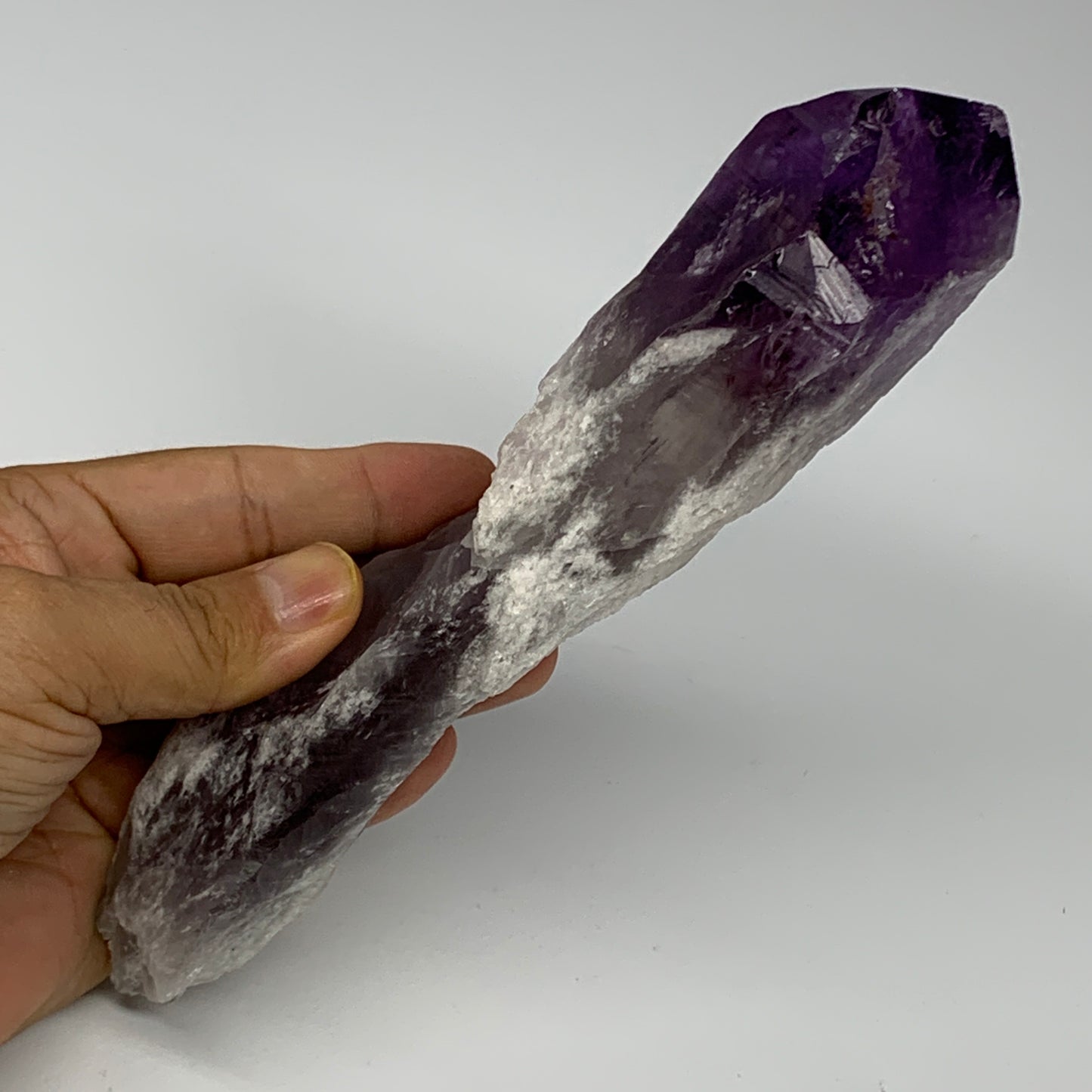 419.5g,7.4"x2.4"x1.5",Amethyst Point Polished Rough lower part from Brazil,B1909