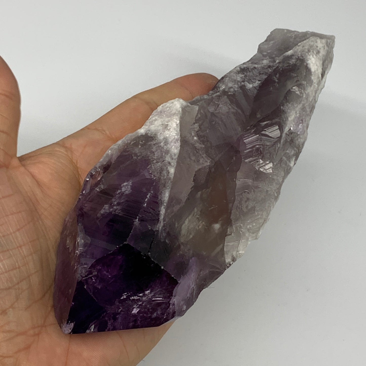 419.5g,7.4"x2.4"x1.5",Amethyst Point Polished Rough lower part from Brazil,B1909