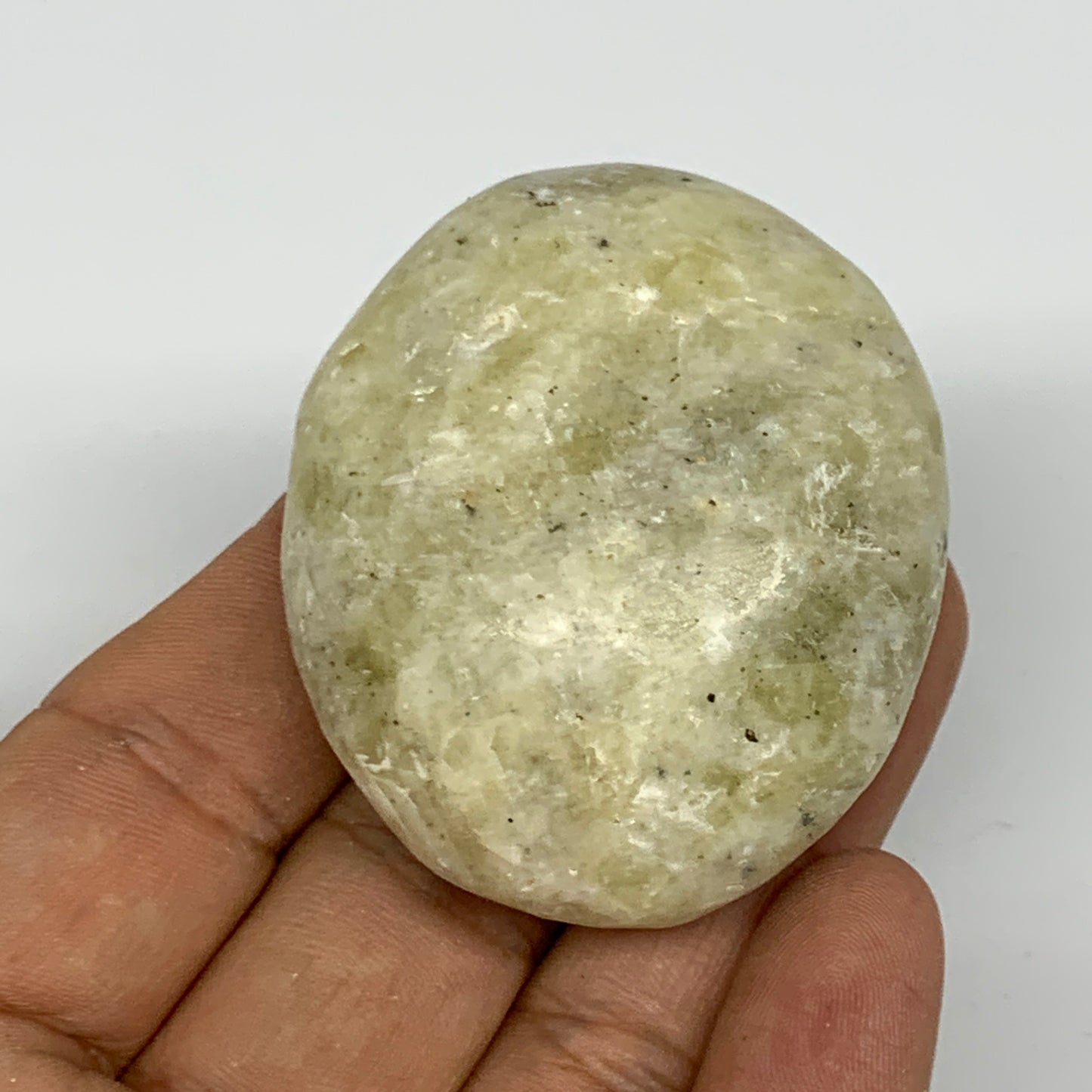 82.7g, 2.1"x1.7"x1", Natural Yellow Calcite Palm-Stone Crystal Polished Reiki, B