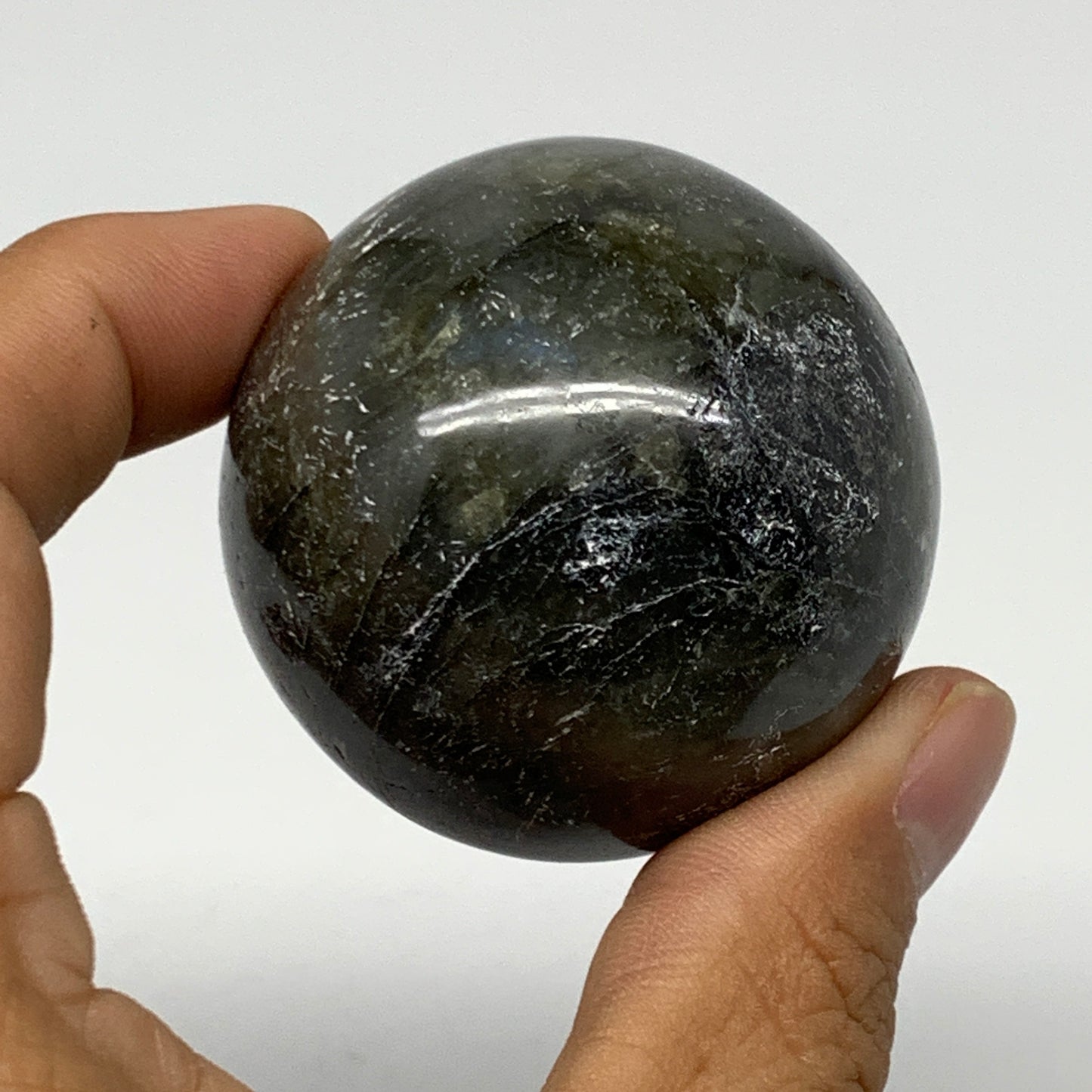 159.6g, 1.9"(47mm), Labradorite Sphere Gemstone,Crystal @Madagascar, B22372