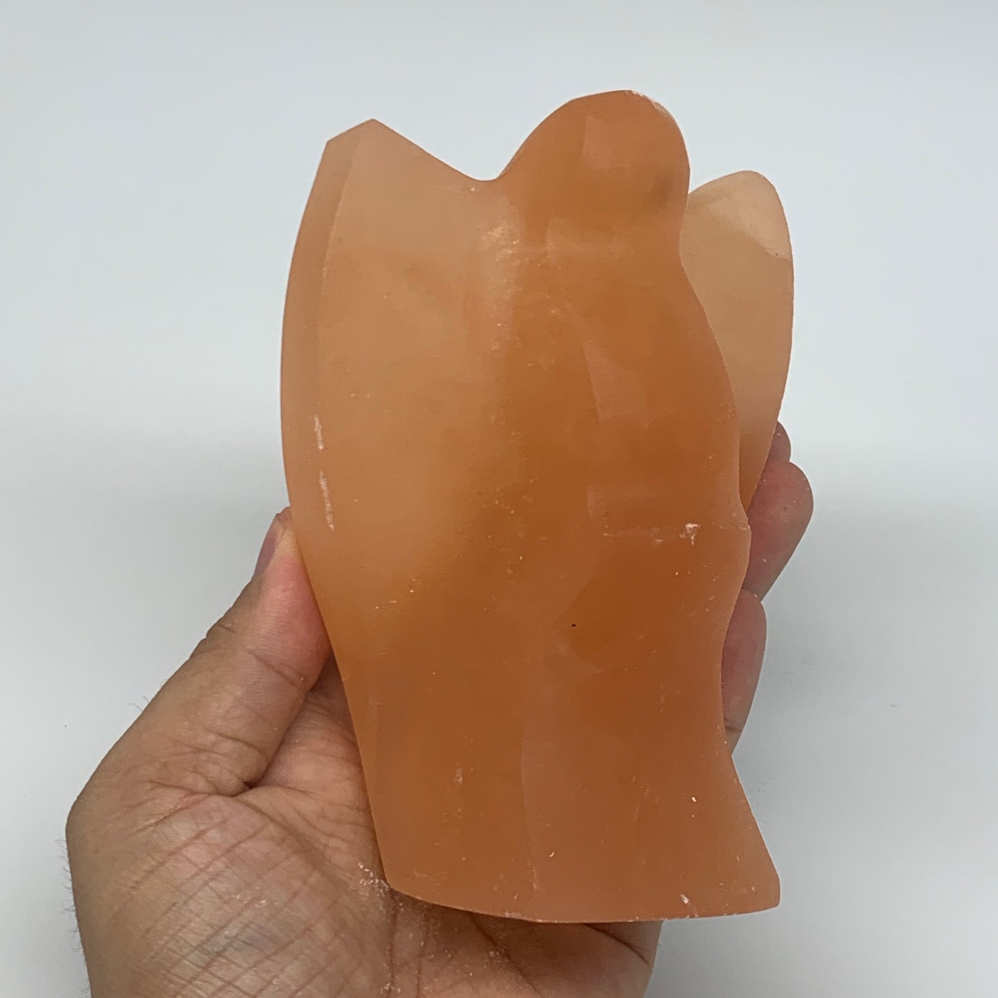 660g, 5"x3.5"x2.3"" Orange Selenite (Satin Spar) Angel Crystal @Morocco,B9394