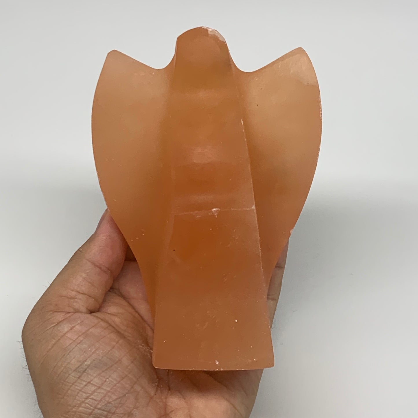 660g, 5"x3.5"x2.3"" Orange Selenite (Satin Spar) Angel Crystal @Morocco,B9394