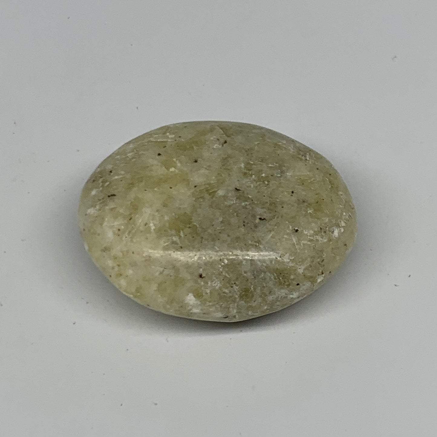 82.7g, 2.1"x1.7"x1", Natural Yellow Calcite Palm-Stone Crystal Polished Reiki, B