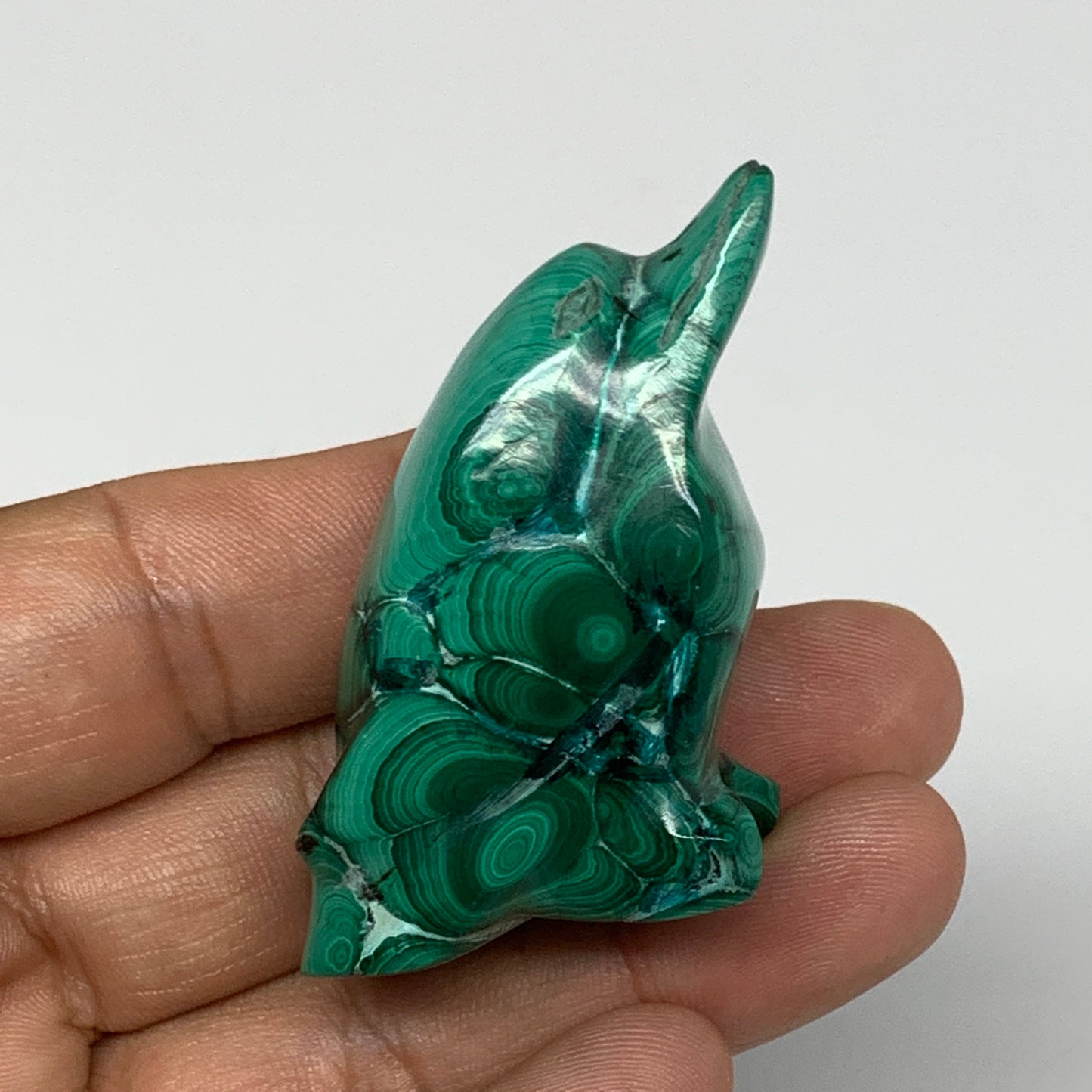 64.3g, 2.2"x1.3"x0.8" Natural Solid Malachite Penguin Figurine @Congo, B7410