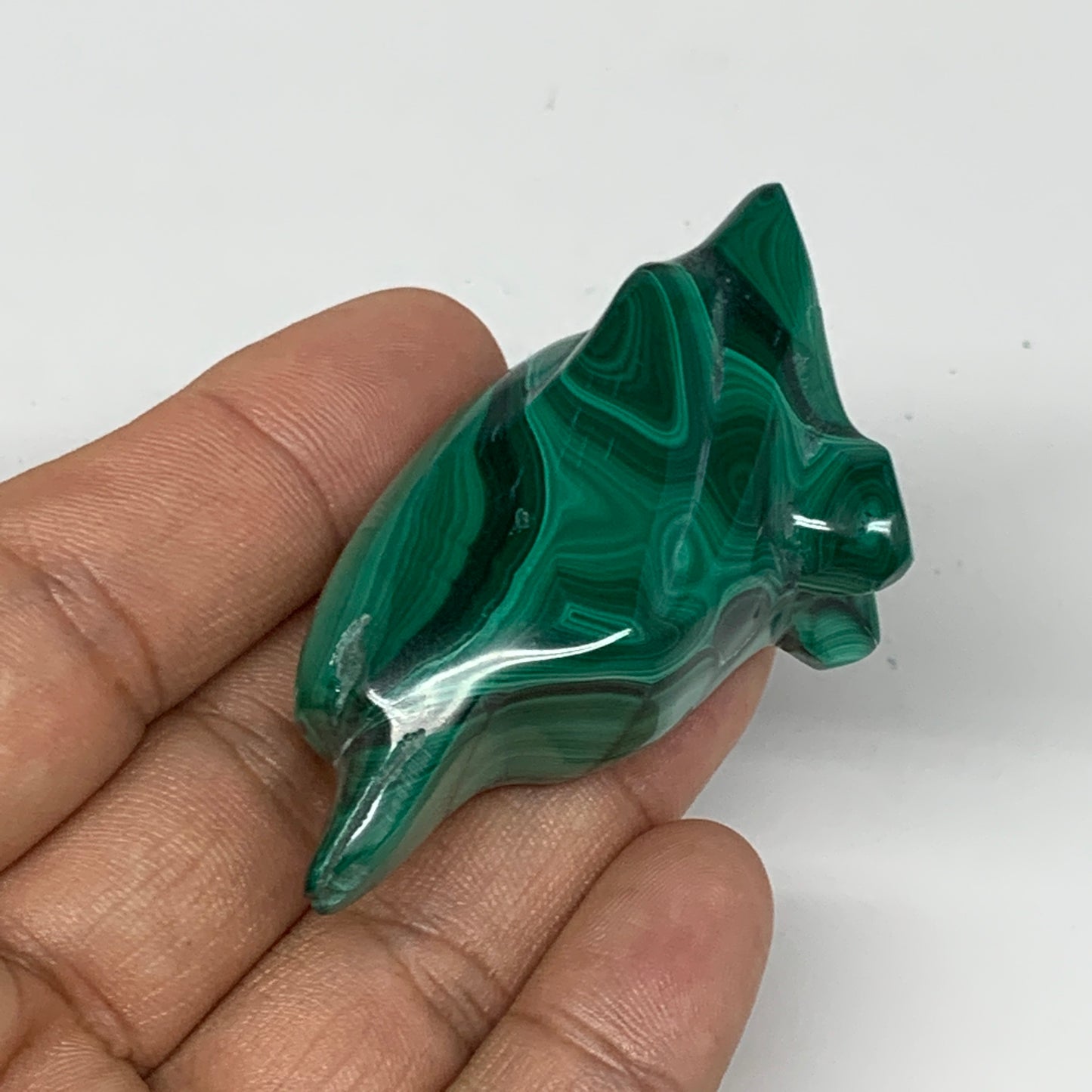 64.3g, 2.2"x1.3"x0.8" Natural Solid Malachite Penguin Figurine @Congo, B7410