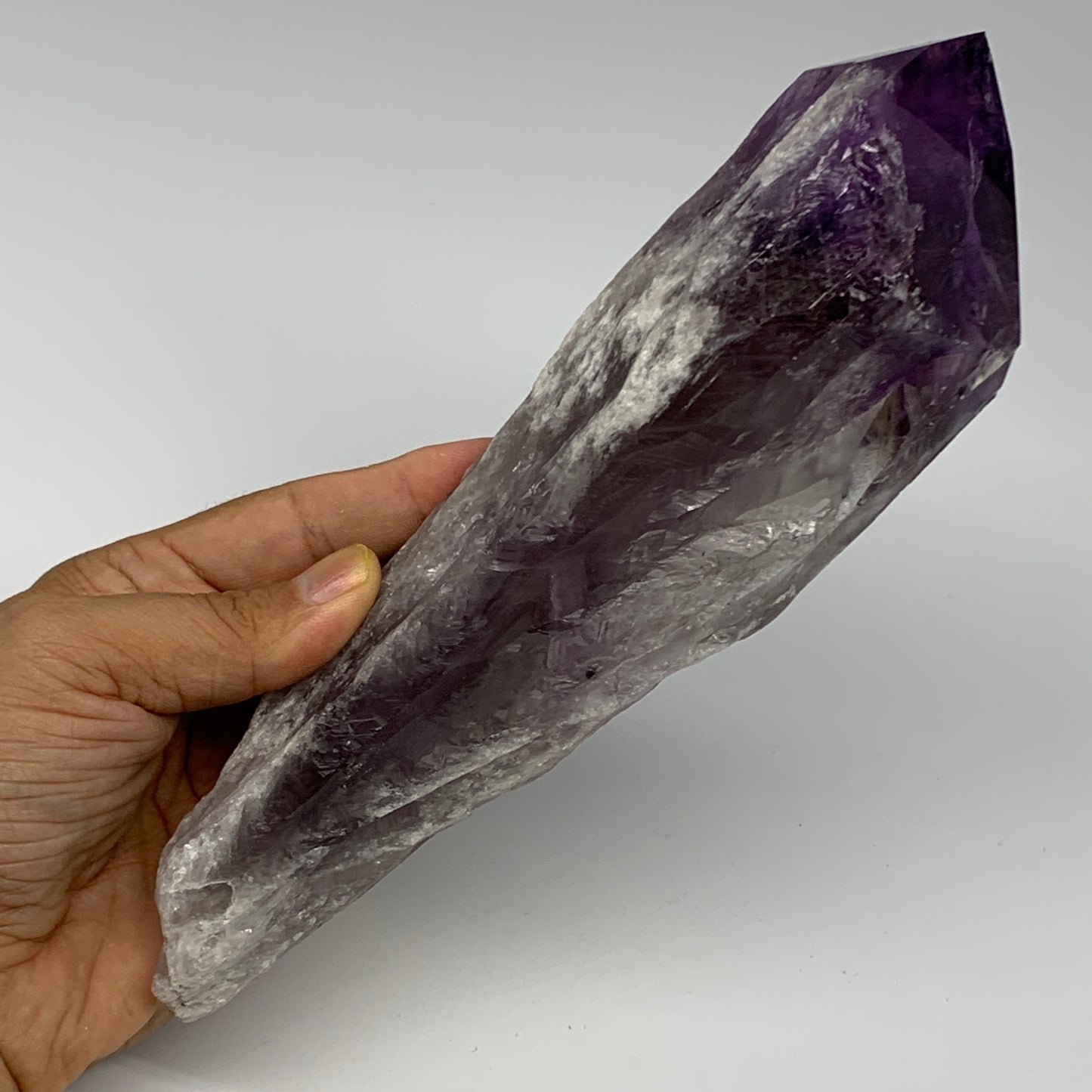 670g,8.7"x2.6"x2.1",Amethyst Point Polished Rough lower part from Brazil,B19097