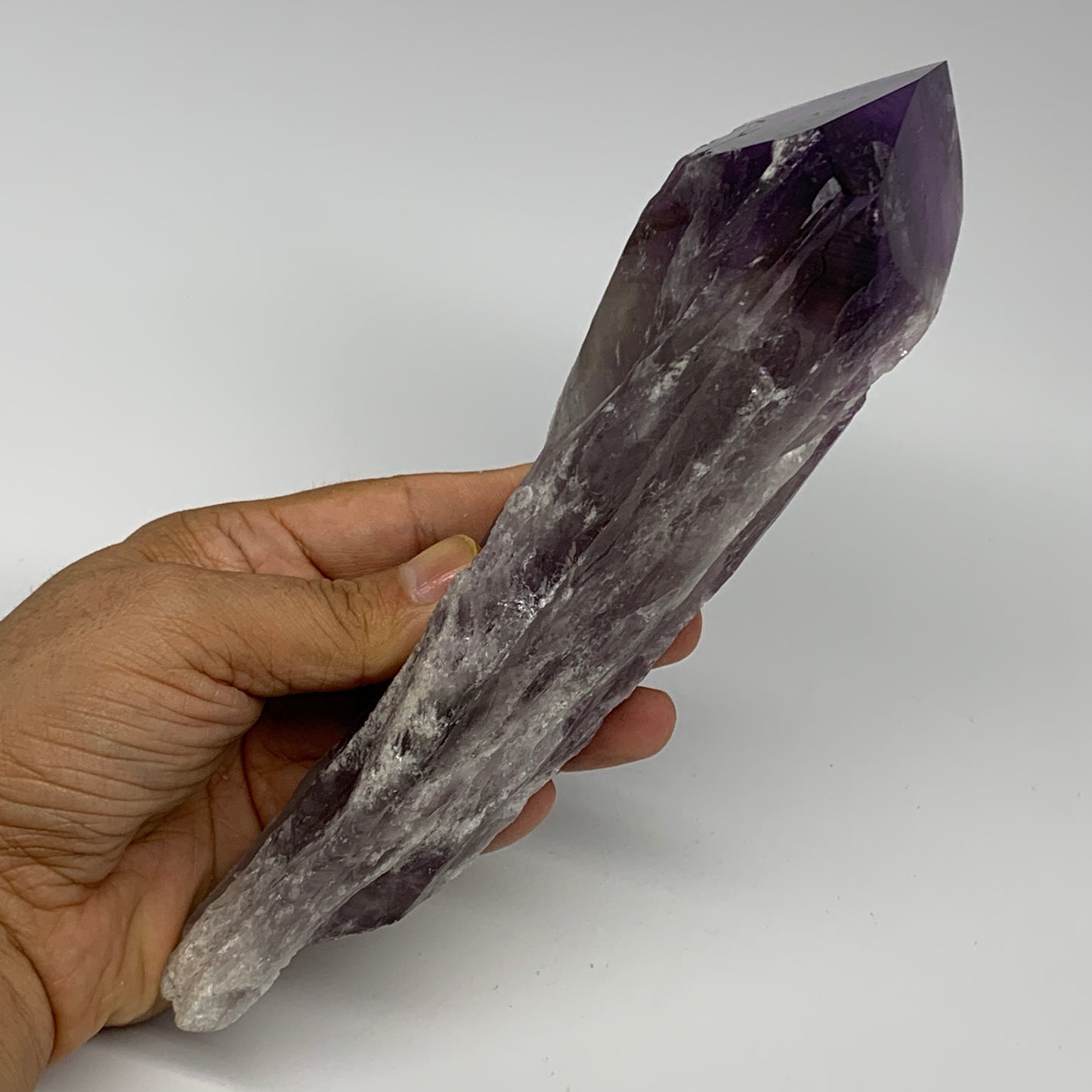 670g,8.7"x2.6"x2.1",Amethyst Point Polished Rough lower part from Brazil,B19097