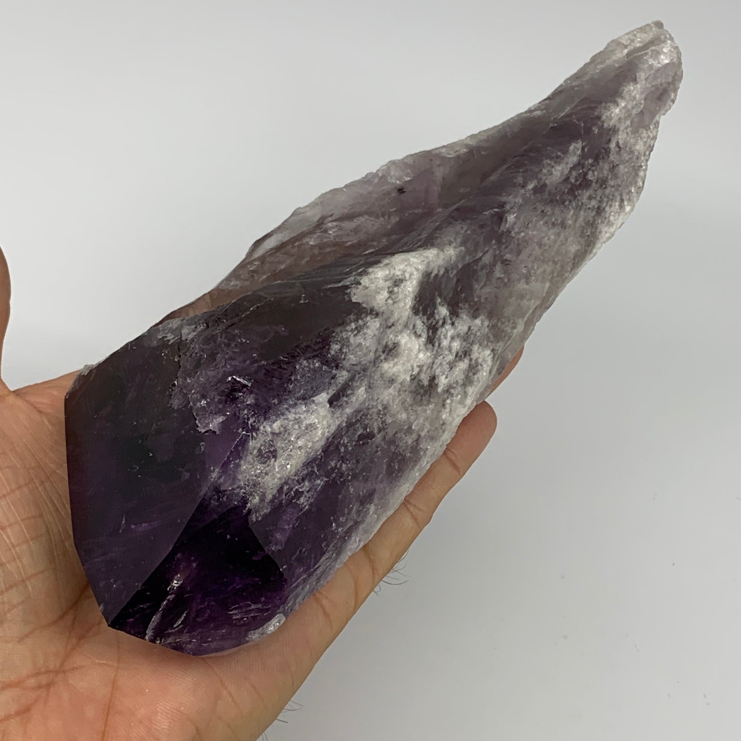 670g,8.7"x2.6"x2.1",Amethyst Point Polished Rough lower part from Brazil,B19097