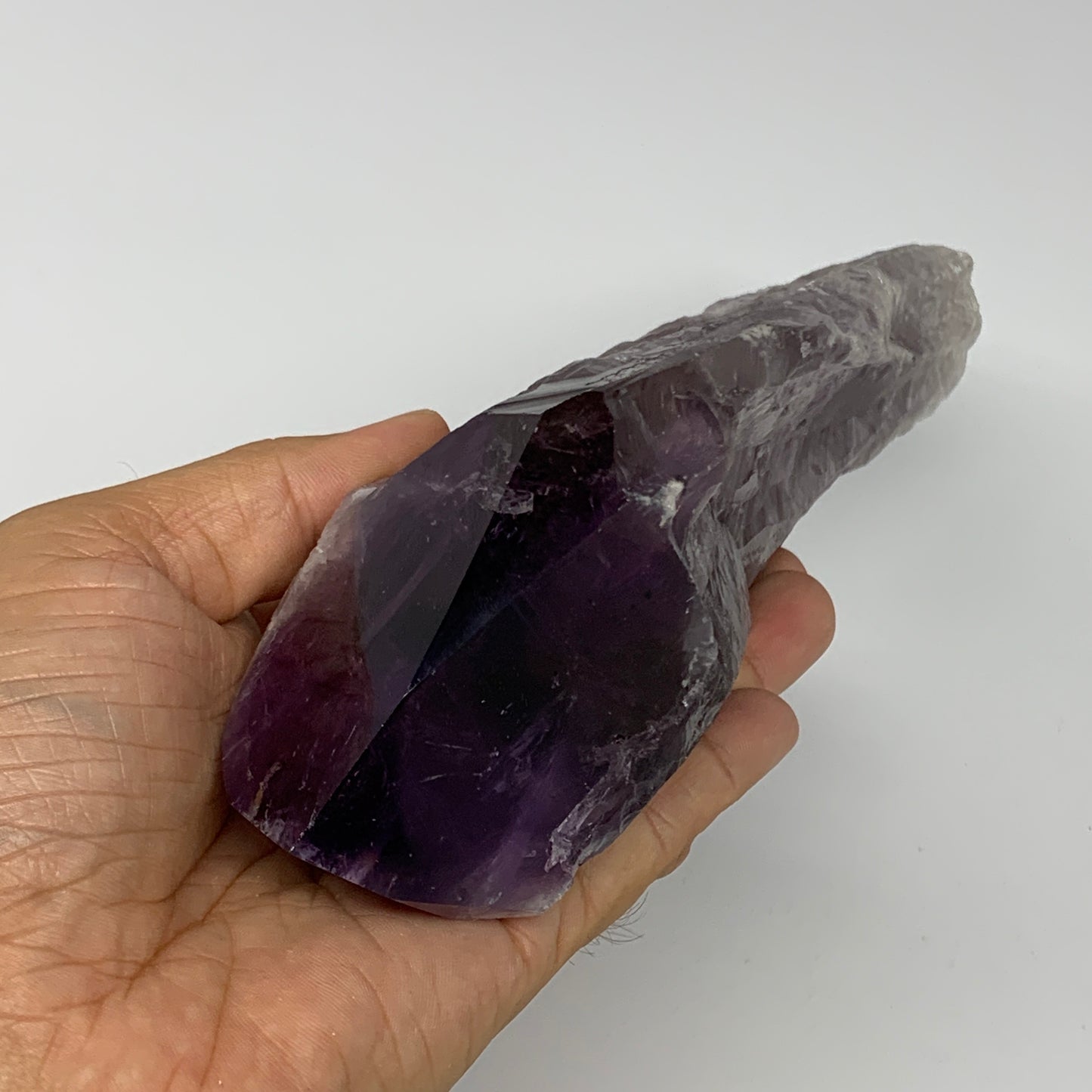 670g,8.7"x2.6"x2.1",Amethyst Point Polished Rough lower part from Brazil,B19097