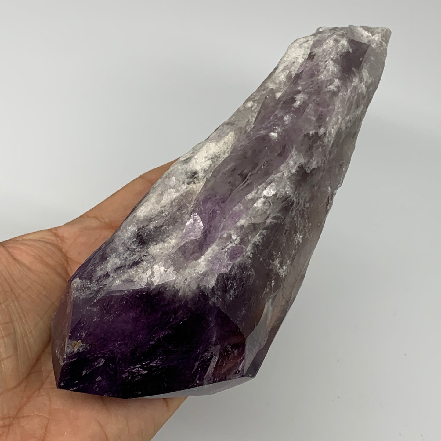 670g,8.7"x2.6"x2.1",Amethyst Point Polished Rough lower part from Brazil,B19097