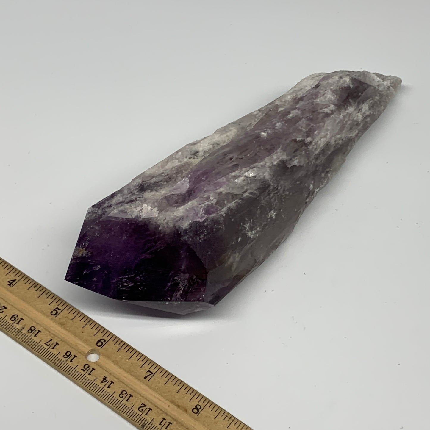 670g,8.7"x2.6"x2.1",Amethyst Point Polished Rough lower part from Brazil,B19097